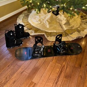 Ride Snowboard with Burton Bindings and Burton Boots.